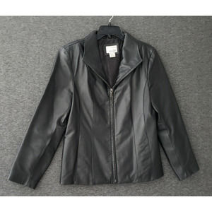 East 5th Leather Jacket Womens M Black Lined Moto Biker Rock Goth Dark Academia